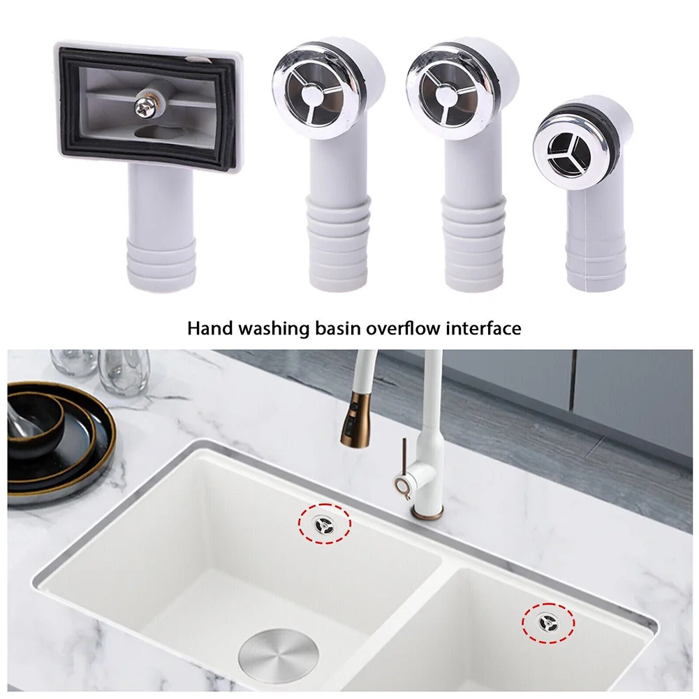 1pcs Kitchen Basin Square Round Overflow Hole Sink Overflow Head Wash Basin Overflow Round Square Interface Kitchen Sink Parts