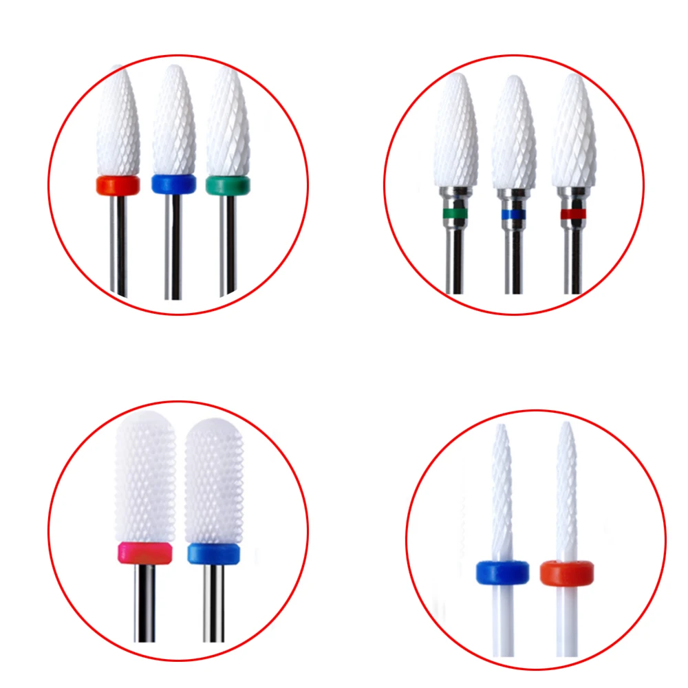 

Керамические фрезы для маникюра, 10 типов фрез для электрической дрели, аксессуары для маникюра, фрезы, подходят для всех фрез