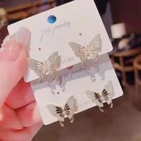 korean fashion version inlaid zircon butterfly earrings for women new exquisite elegant luxury personalized design jewelry gifts