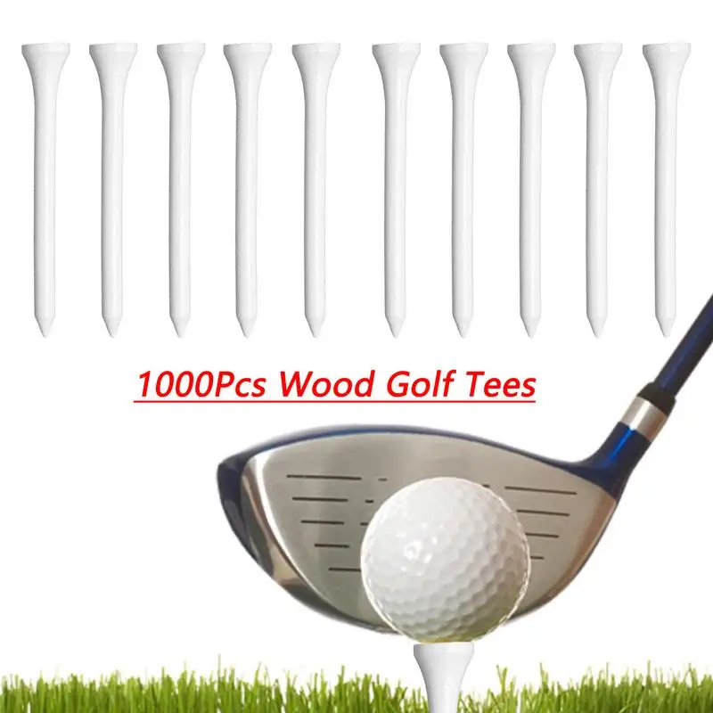 1000pcs Golf Tees Wood, Eco-friendly Hardwood Golftees, Wooden Golf Peg Stable Set, Increase Stability Hitting Ball, Golfer Gift