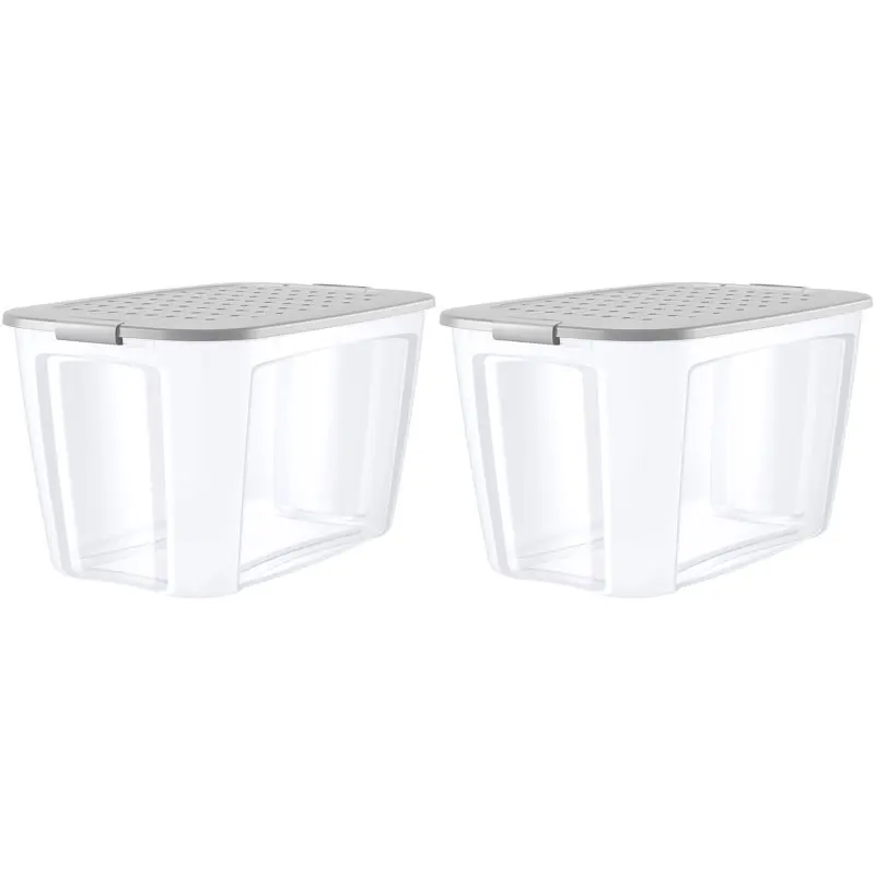 

Quart Clear Plastic Latching Grey Lid Tote Set of 2