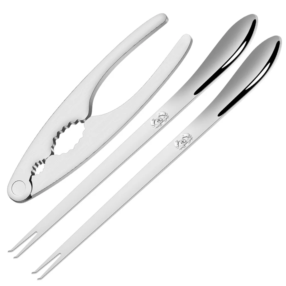 

Seafood Tools Set: 3pcs Stainless Steel Crackers Nut Claw Forks Picks for Eating Kitchen Gadget Accessories