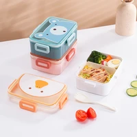 cartoon lunch box for kid student sealed portable bento box with spoon outdoor picnic fruit salad box with removable bulkhead