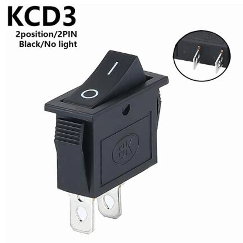 

Кулисный переключатель KCD3 2-позиционный 3-контактный 16А 250В/20А 125В