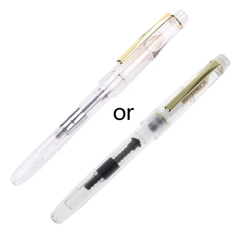 

1PC Transparent Fountain Pen Fine Nib Students Stationery Supplies Writing Tool