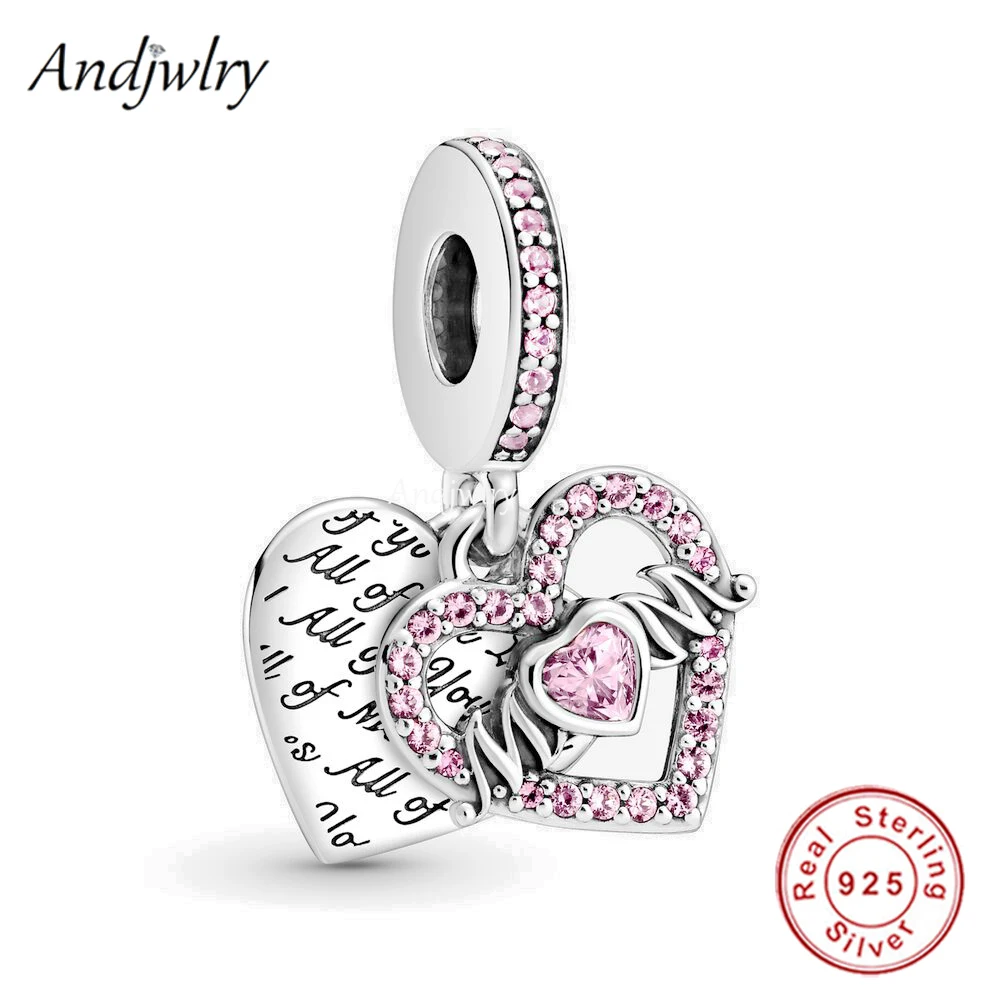 

Fit Bracelet Charms Silver 925 Original All Of You Letter Mom Pink Zircon Bead Bracelet&Bangle Jewelry Berloque