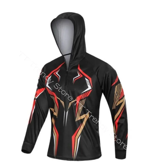 

2023 New Men Fishing Shirts Long Sleeve Zipper Plus Size Sport Fishing Clothing Breathable Anti Uv Fishing Clothes Hiking Wear
