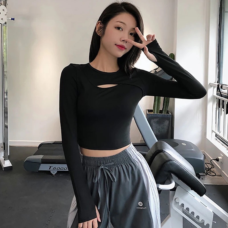 Женские рубашки для йоги XISHA с длинным рукавом футболки фитнеса и бега одежда