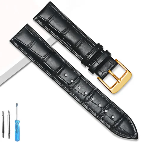 Ремешок из натуральной кожи для наручных часов, браслет со стальной пряжкой с язычком, с инструментами, 16 мм 18 мм 20 мм 22 мм 24 мм