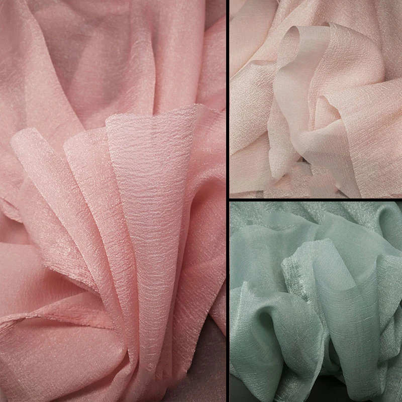 

Designer Fabric Pearlescent Texture Organza Glitter By The Meter for Baby Clothing Wedding Dresses Sewing Plain Soft Thin Summer