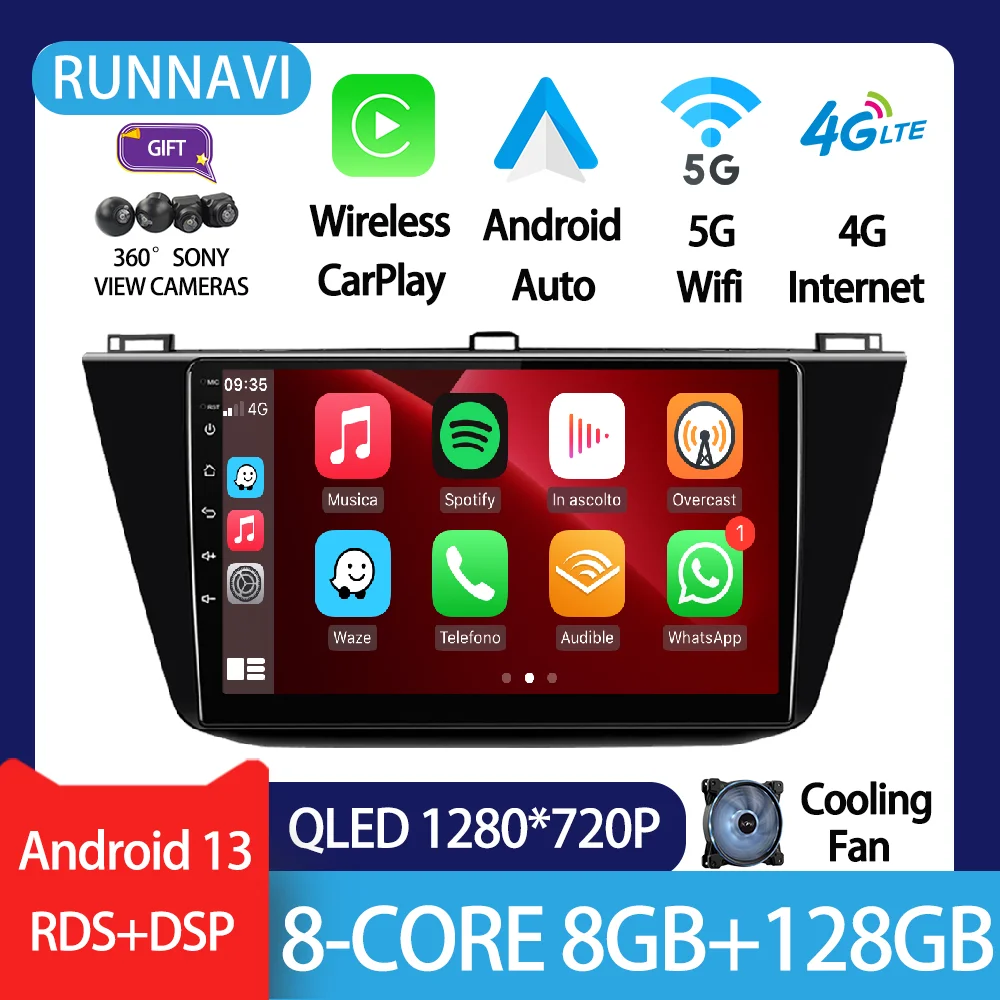 

Android 13 For VW Volkswagen Tiguan 2 2017 Car Radio Stereo Multimedia Video Player Navigation GPS Wireless Carplay RDS DSP QLED