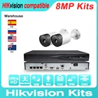 Hikvision совместимые наборы 2 шт. 8MP POE IP Bulllet Camera  Hikvision оригинальный Сетевой видеорегистратор DS-7604NI-K14P DIY система видеонаблюдения