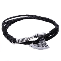 nordic viking leather bracelet viking pearl raven head bracelet viking jewelry men fashion gifts