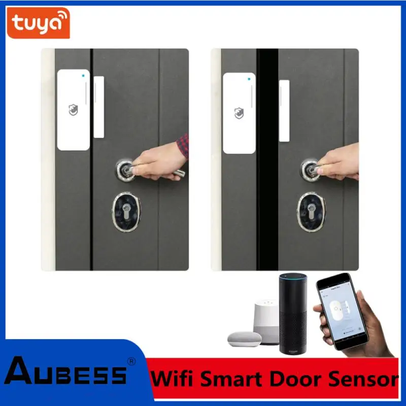 

AUBESS Tuya WiFi Door Sensor Smart Door Open Off Detector App Remote Notification Power Saving Work With Alexa Google Assistant