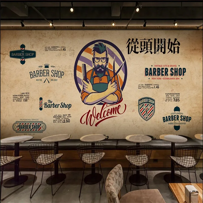 Ретро Ностальгический мужской салон настенная бумага 3D модный тренд