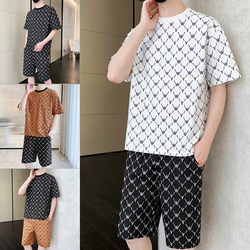 Tracksuit Outfit T-Shirt 2-Piece Set Oversized Summer Man Luxury Brand Short Sleeve Fashion Street Pant Set Jogger Suit
