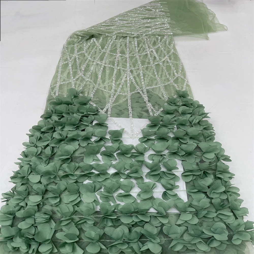 2025 новейшая высококачественная 3D цветочная кружевная ткань с вышивкой из бисера