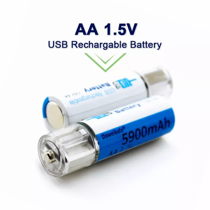 

2023NEW AA 1.5V Battery 5900mAh USB Rechargeable Lithium Ion Battery AA 1.5V Battery for Remote Control Toy Light Batery+free S