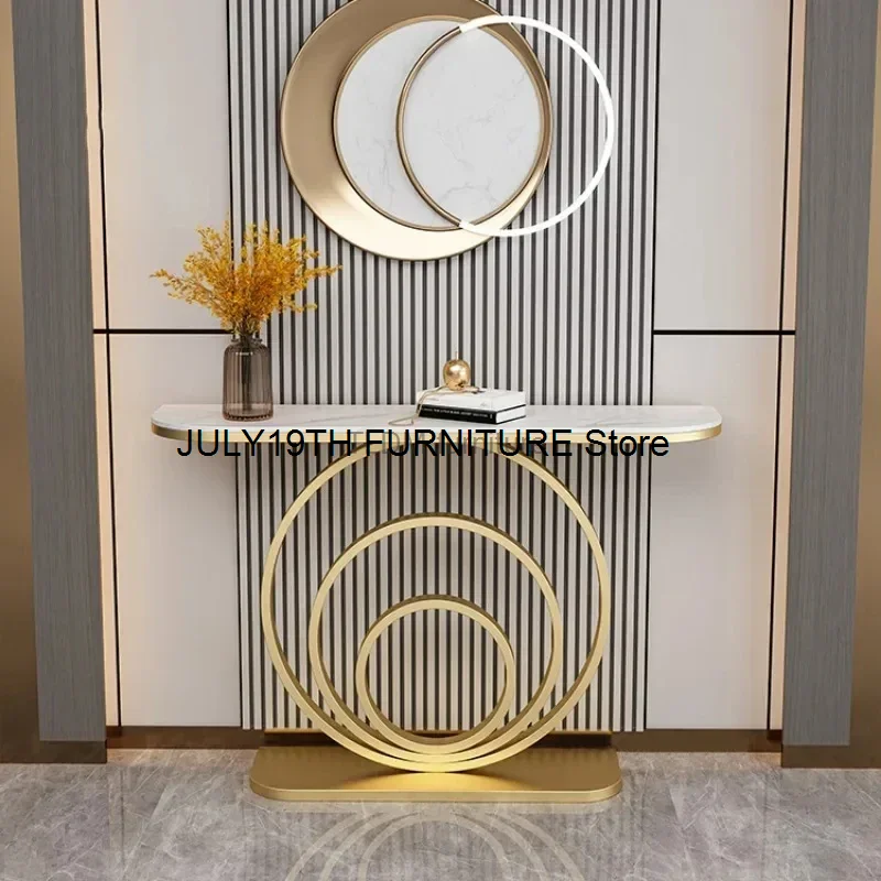 Минималистичные железные консольные столики шиферный узкий приставной столик