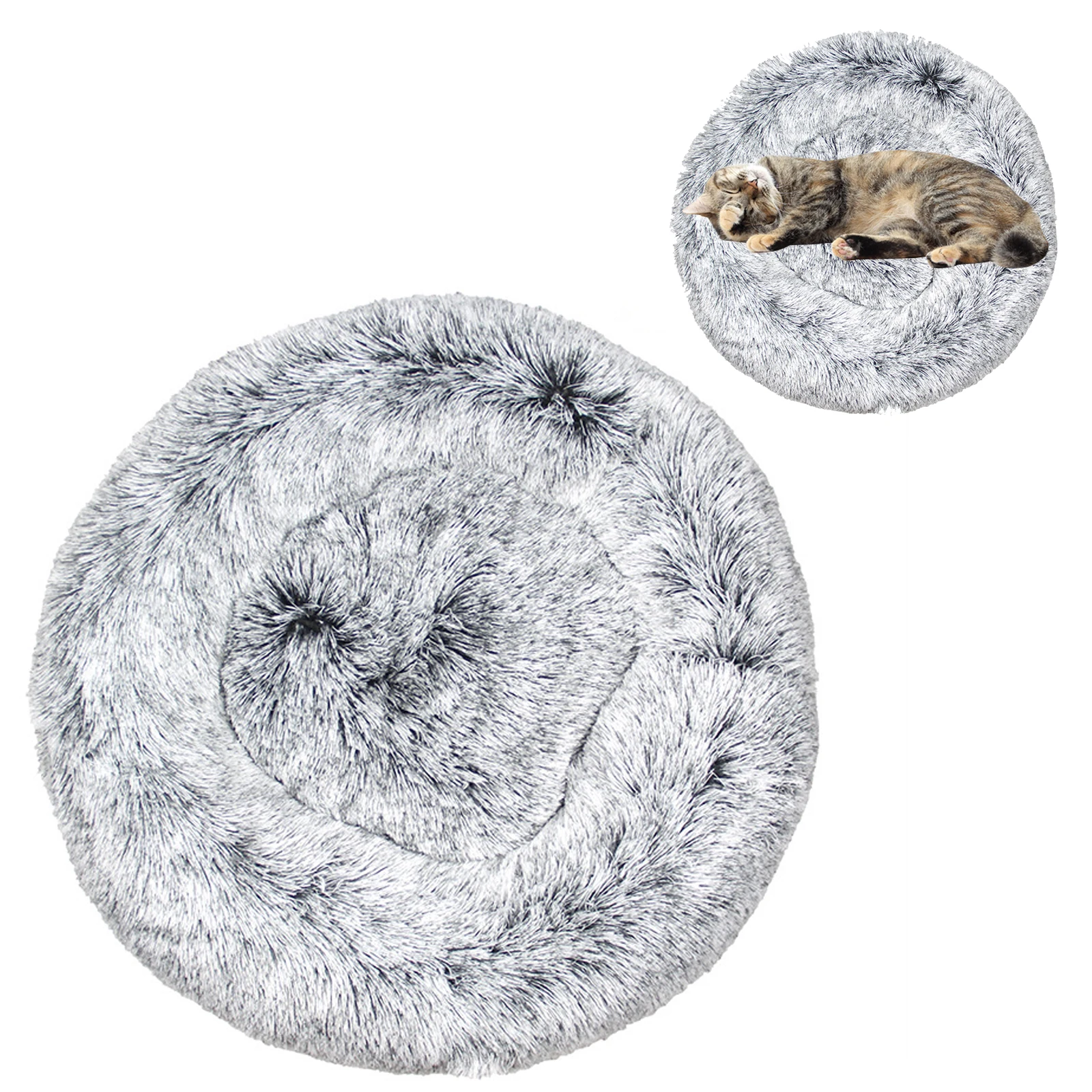 

50cm Cat Bed, Kitten Bed Cosy Calming Cat Bed Washable Cat Donut Bed Anti-Slip Bottom, Improving Sleep And Keeping Warm