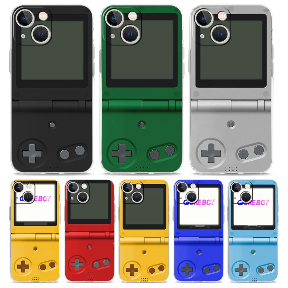 Прозрачный чехол для телефона Gameboy с откидной крышкой iPhone 15 16 14 13 12 11 Pro Max XS X XR SE 7 8