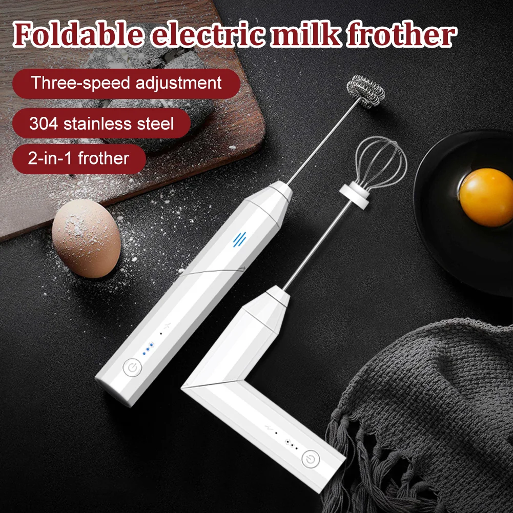 

New Rotatable Electric Milk Frother Foamer Whisk Mixer Stirrer Egg Beater Kitchen Handheld Milk Coffee Egg Stirring Tool