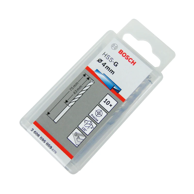 

Сверла BOSCH быстрорежущие 4 мм, спиральные прямые спиральные сверла 2608595059, высокоскоростные сверла из стали, дерева, металла DIN 338