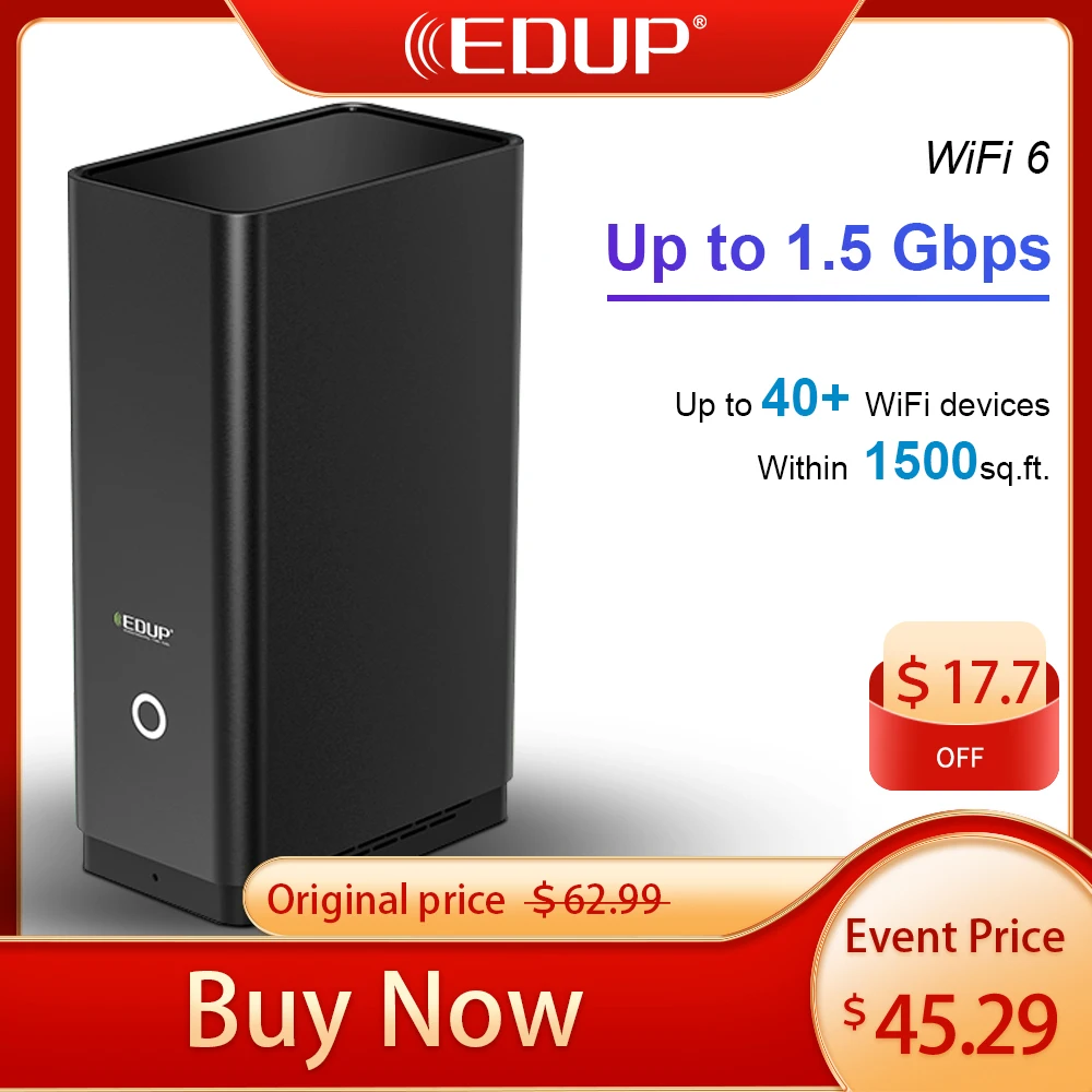 

Wi-Fi-роутер EDUP игровой, 1800 Мбит/с, 2,4/5 ГГц
