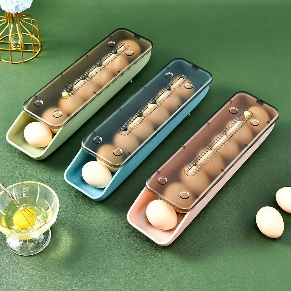 

Automatic Rolling Egg Storage Box Kitchen Fridge Organization Tidy And Eggs Basket Holder Plastic Eggs Keeps Container Fres J5w7