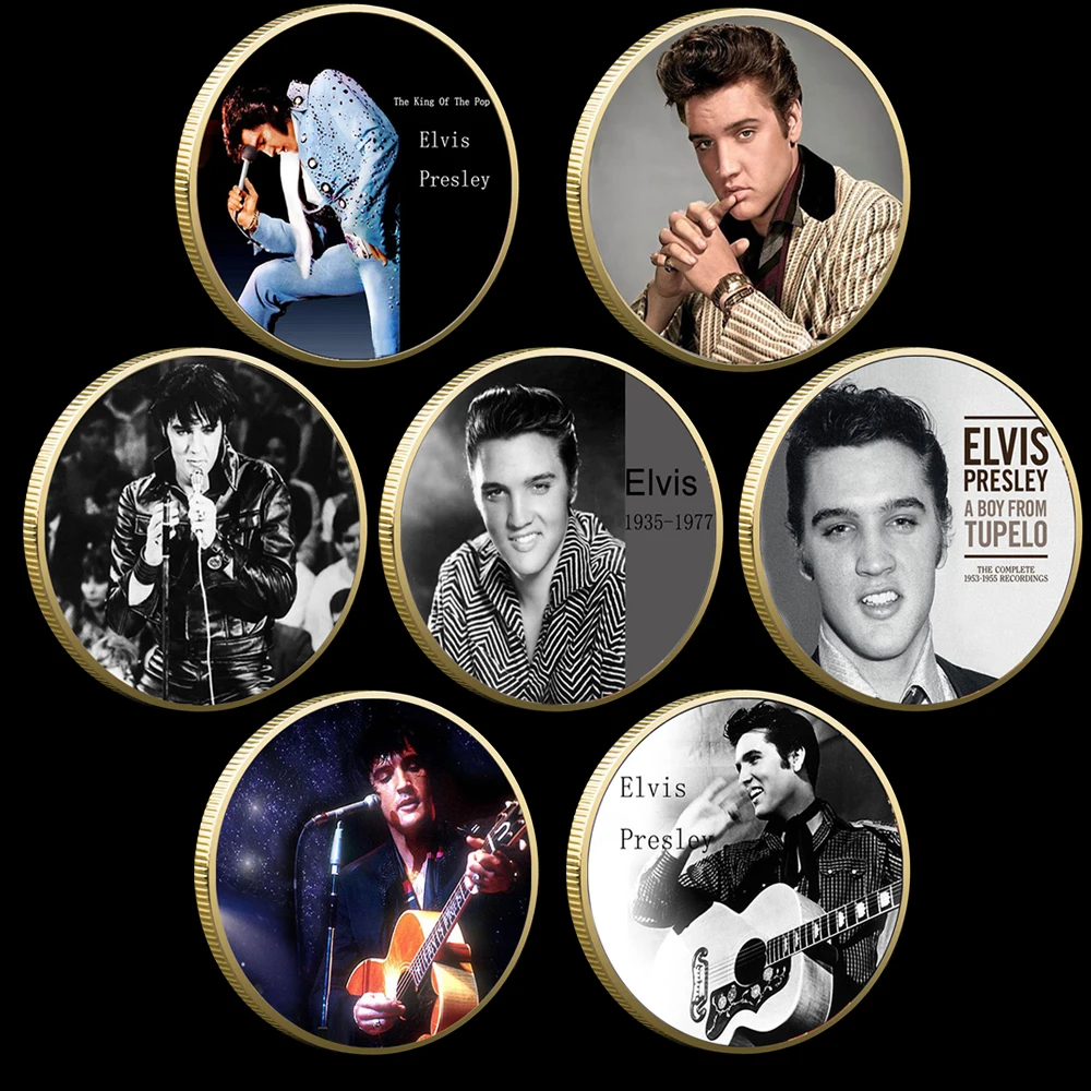 

Elvis Gold Plated Coin 1 Oz Commemorative Medal of Famous American Rock Singer Fans Collect Gifts