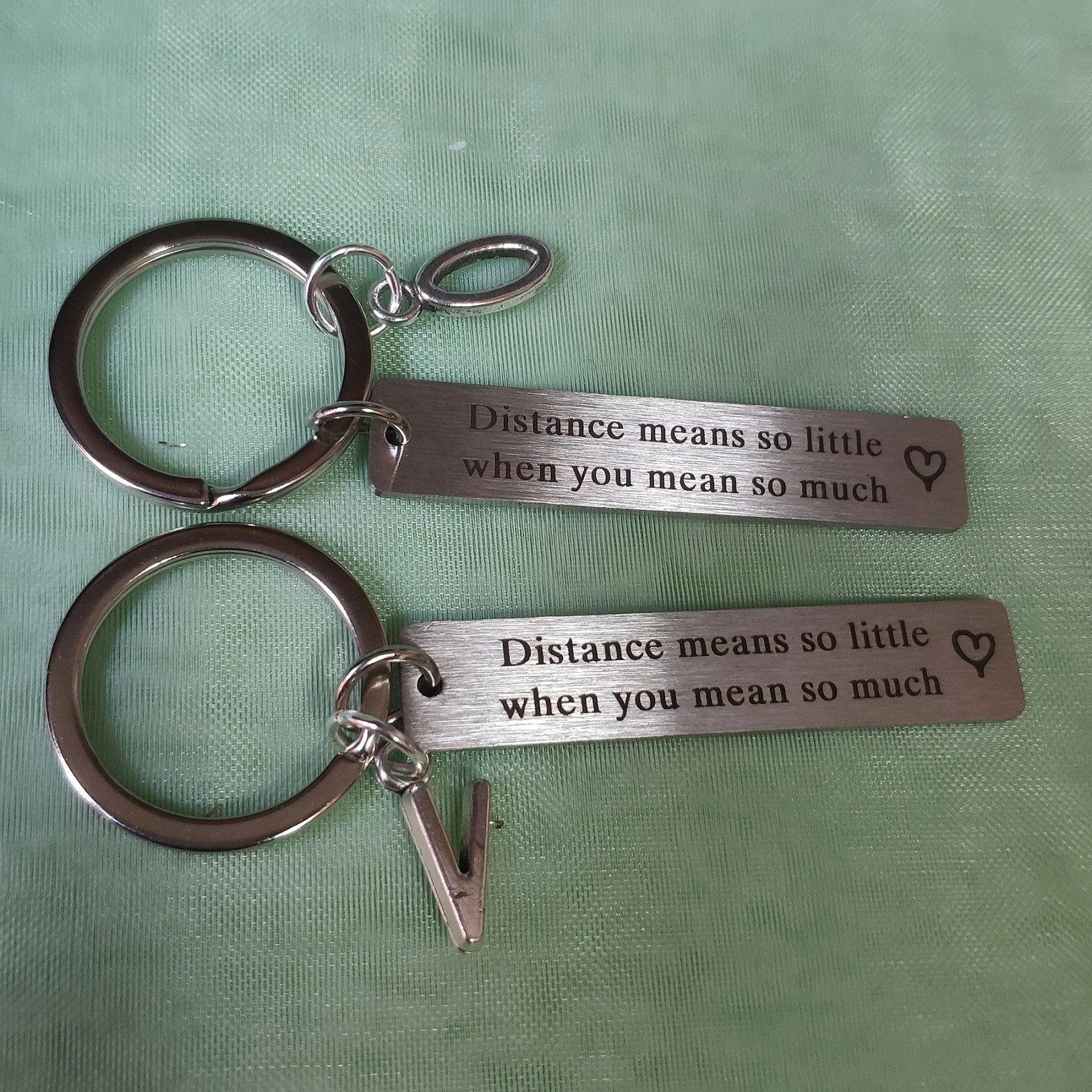 

Stainless Steel Keys Holder DIY Boyfriend Girlfriend 26 Letters Distance Means So Little Pendant Keyring Valentine's Day Lanyard
