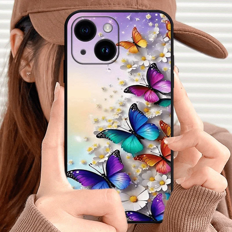 Фото Чехол для телефона Butterfly из ТПУ, подходит для iPhone 17 16 15 14 13 12 11 Pro/Max/Plus, противоударный и устойчивый к падениям. №3