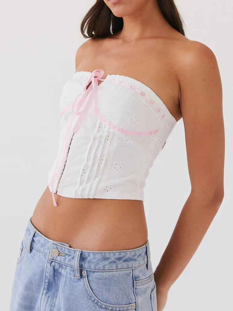 Женские летние топы без бретелек с крючком и петлей