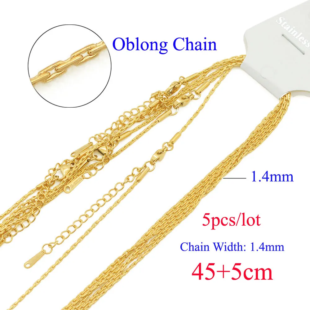 5pcs/lot Bulk Wholesale 304 Stainless Steel Oblong Chain Necklace for DIY Jewelry Making 45+5cm Box Fiago Snake Curb - купить по
