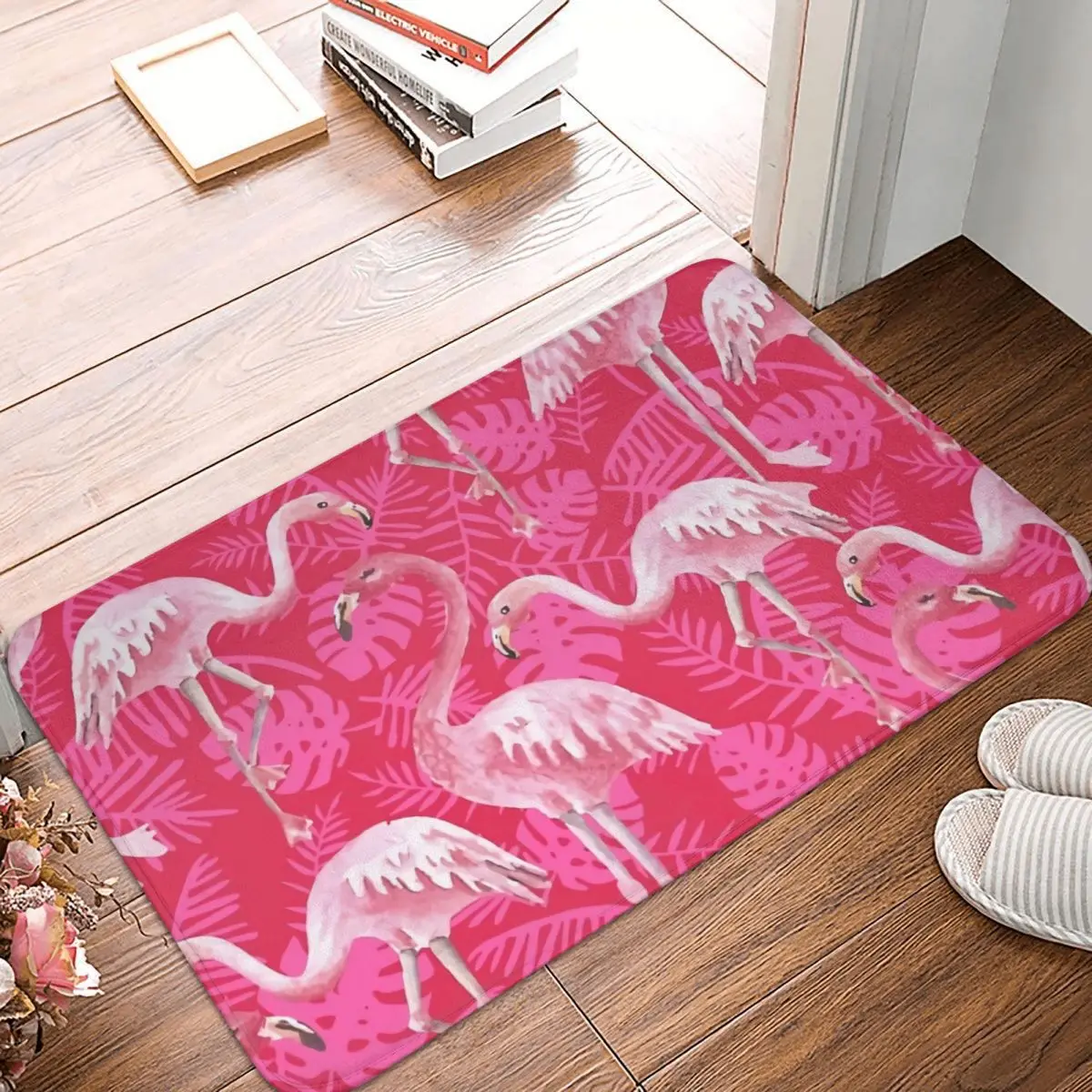 

Bathroom Mat Fancy Pink Flamingos Doormat Kitchen Carpet Entrance Door Rug Home Decoration