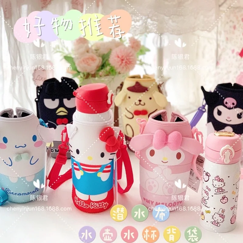 

Sanrio BadBadtz-maru Cinnamoroll My Melody Hello Kitty Cartoon Anime Cute Children Pot Bags Cross Back Bag Water Cup Elastic Cup