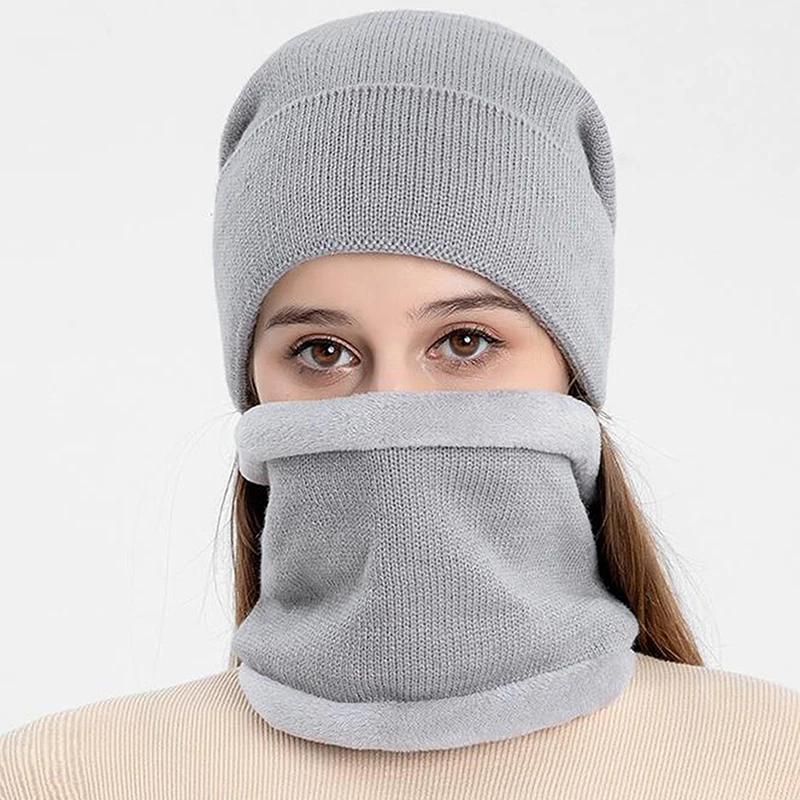 

Unisex Winter Men's Hats Stylish Warm Soft Male Beanies Windproof Dustproof Thick Riding Skiing Knitted Hats Scarf Suit Fashion