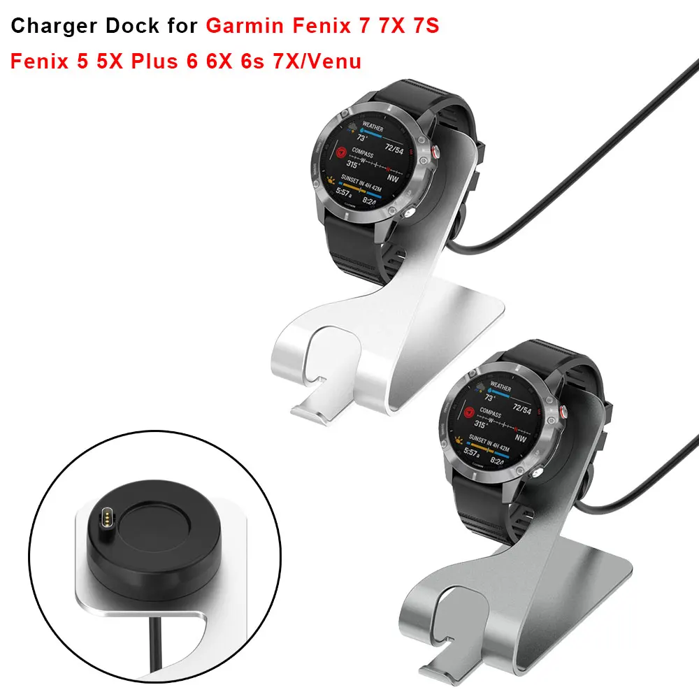 Metal Charger Dock For Garmin Fenix 7 7X 7X Charging Cable Stand Cord For Fenix 5 5X Plus 6 6X 6s Vivoactive 3 4 4S Venu 2 2S
