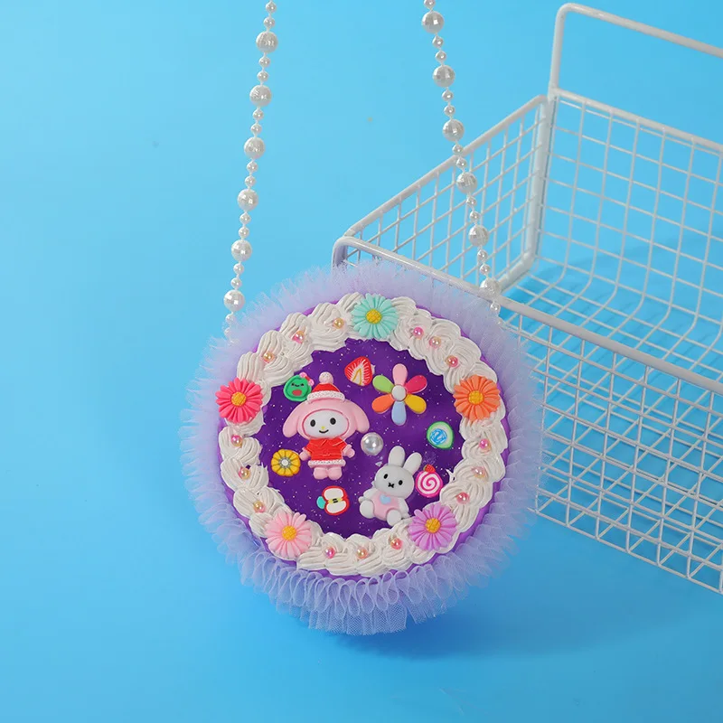 Handmade Material Pack Cream Gel DIY Satchel Girl Pearl Shoulder Bag Handicraft Accessories Crossbody Bag Children's Day Gifts