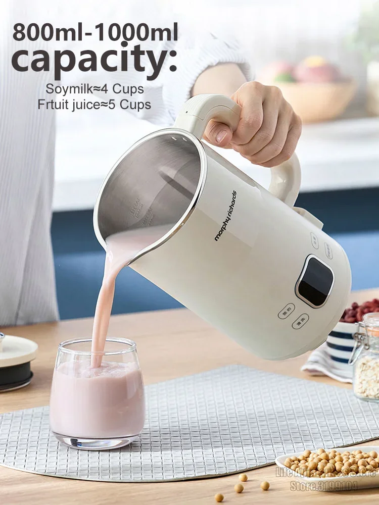 Фото Соеварка-блендер MORPHY RICHARDS с функцией измельчения, мощный блендер для смузи, соевого молока, соков, рисовой пасты, с отложенным стартом на 12 часов №4