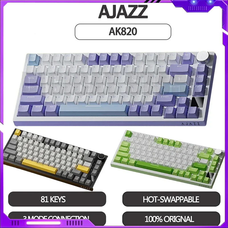 

Клавиатура Ajazz AK820 игровая механическая, 3 режима, USB/2,4 ГГц/Bluetooth