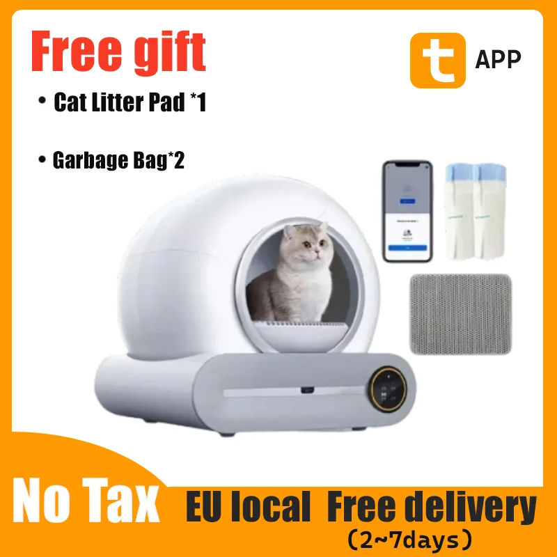 Arenero automático inteligente 65 L, cerrado, autolimpiante, gran capacidad para gatos
