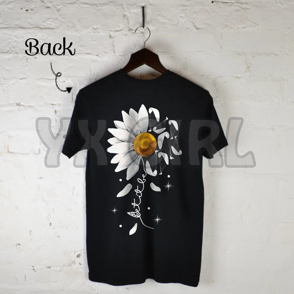 

Summer Fashion Men's For Women's t shirt Paragliding Let It Be Daisy Back 2D Printed Tee Tops Unisex 100% Cotton Black Tees