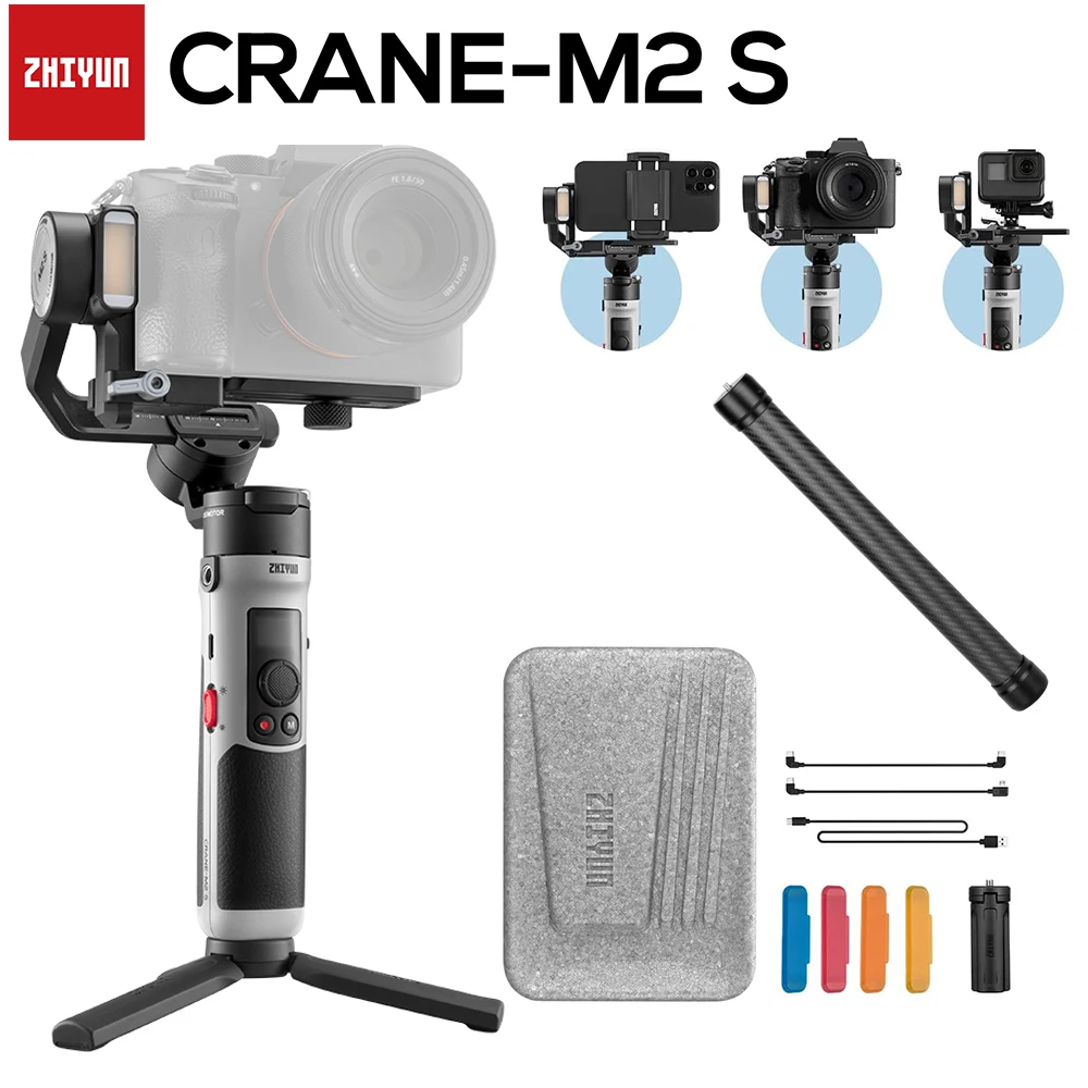 

Official Zhiyun Crane M2S M2 S 3-Axis Anti-Shake Handheld Gimbal Stabilizers for Mirrorless Compact Action Cameras Smartphones