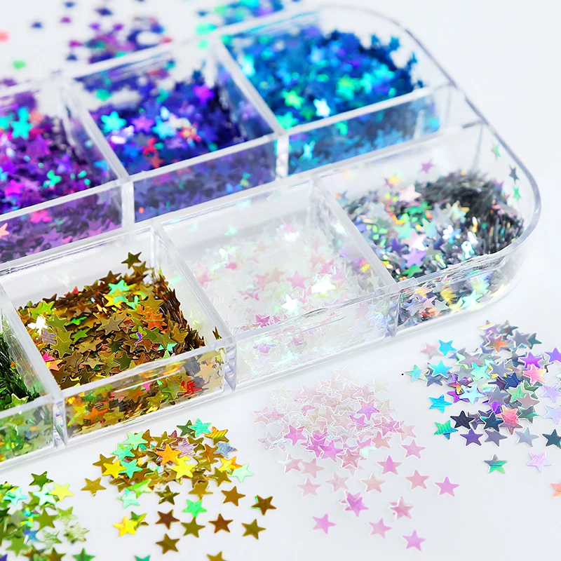 

Mirror Holographic Laser Stars Shape Glitter Flakes For Epoxy Resin Shaker Filling DIY Nail Sequins Resin Accessories Decoration