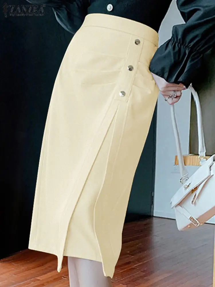 Юбка-карандаш ZANZEA женская с рюшами, Модная элегантная офисная одежда, облегающая до колен с завышенной талией, лето 2023