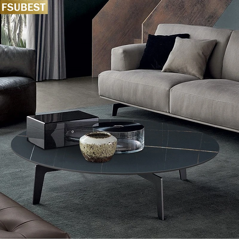

Modern Luxury Metal Legs Marble Top Living Room Coffee Table Set Petite Table Small Round Table muebles de la sala