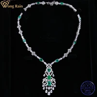 wong rain luxury 925 sterling silver 3ex vvs emerald white sapphire created moissanite pendant necklaces for women drop shipping