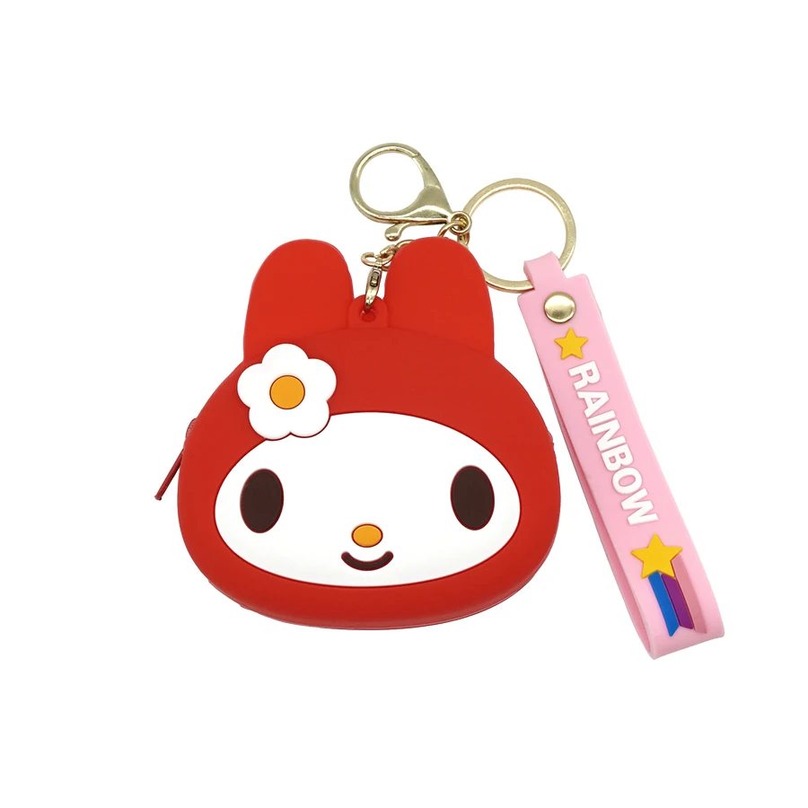 Kawaii Mini Wallet Cute Keychain Pendant Silicone Bag Cartoonwallet  Figure Earphone Storage Bag  2023New