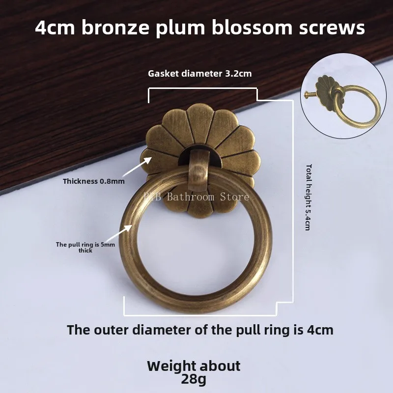 

Кольцо из чистой латуни в античном стиле, кольца для ящиков шкафа, ручка с винтами, винтажная мебельная фурнитура